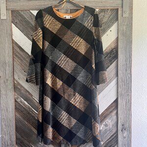 Studio One New York Gold Plaid Dress | Medium